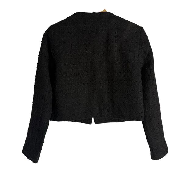 Abercrombie & Fitch Black Tweed Collarless Button Front Jacket Size Small - Picture 8 of 11